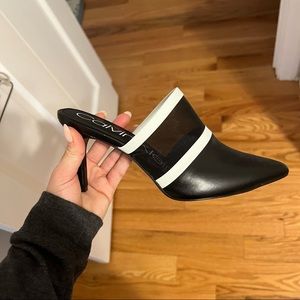 Calvin Klein black and white heels